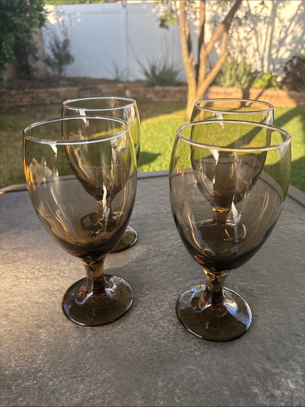Libbey Brown Smoke Stemmed Wine Glasses - Set of 4